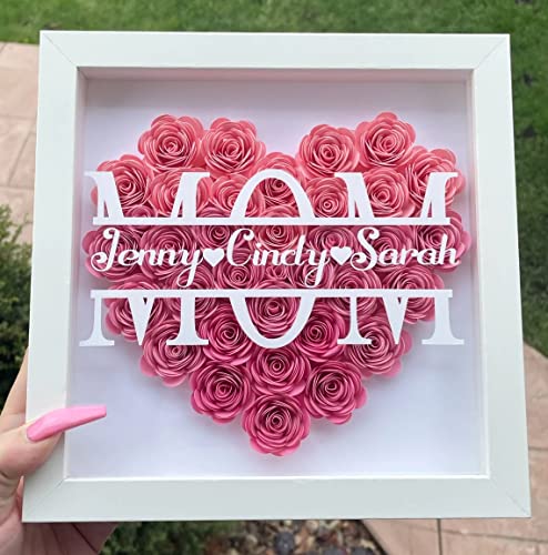 Mom Heart Shaped Monogram Flower Shadow Box