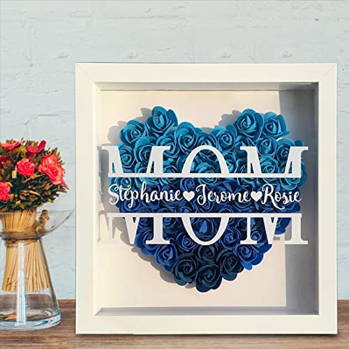 Mom Heart Shaped Monogram Flower Shadow Box