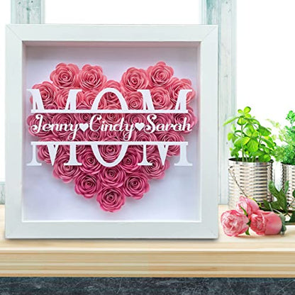 Mom Heart Shaped Monogram Flower Shadow Box